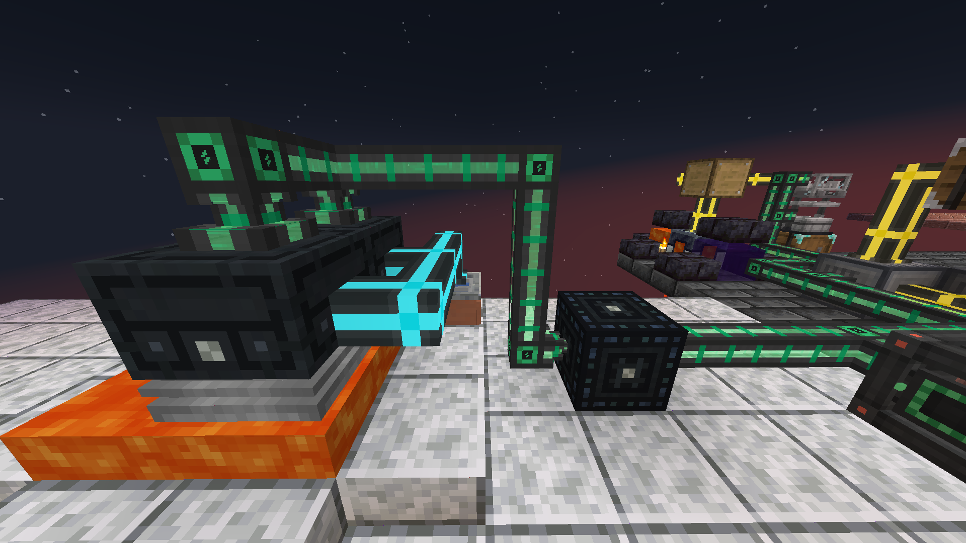 Two thermo generators with a sink for water and lava as a heat source