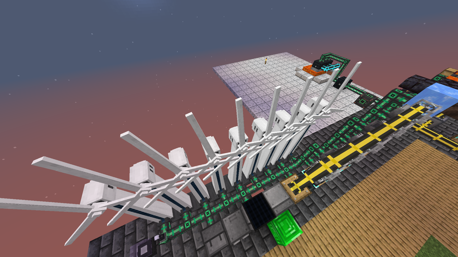 Nine wind generators with thermo generators in the background